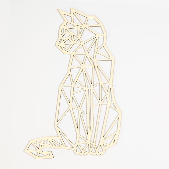 Fából készült geometrikus festmény - Cat - különböző színekben Szín: natúr