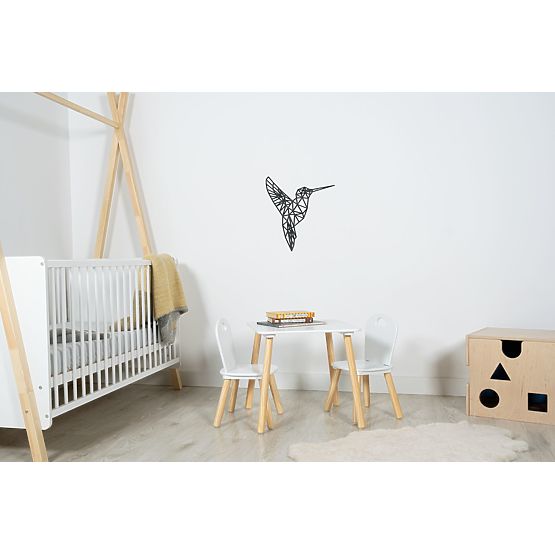 Fából készült geometrikus festmény - Kolibri - különböző színekben Szín: fekete