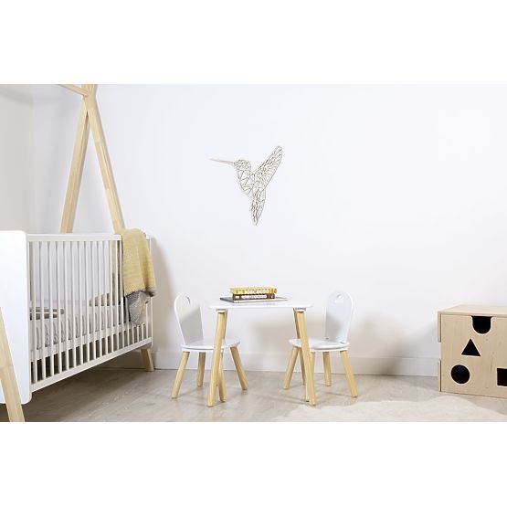 Fából készült geometrikus festmény - Kolibri - különböző színekben Szín: natúr