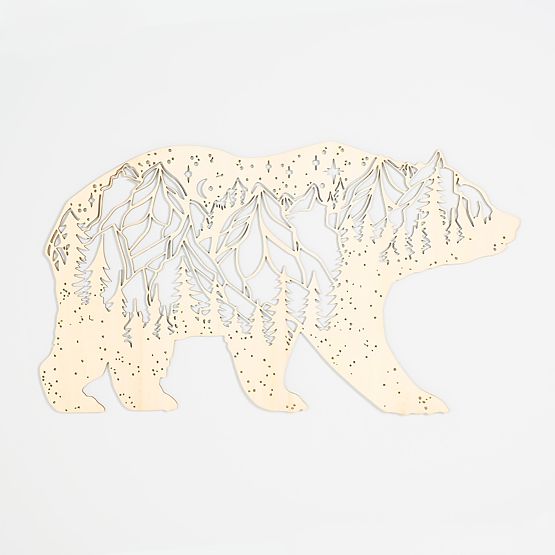 Fából készült geometrikus festmény - Medve-hegység - különböző színekben Szín: natúr