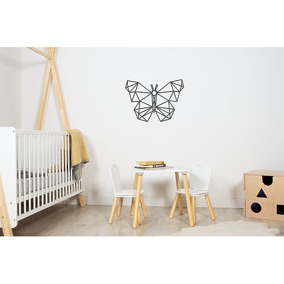 Fából készült geometrikus festmény - Pillangó - különböző színekben Szín: fekete