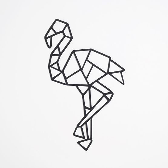 Fából készült geometrikus festmény - Flamingo - különböző színekben Szín: fekete