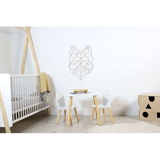 Fából készült geometrikus festmény - Wolf - különböző színekben Szín: natúr