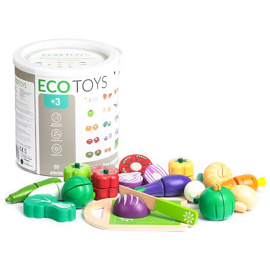 ECOTOYS fa vágásra szánt fa zöldség gyerekeknek, 20 darab
