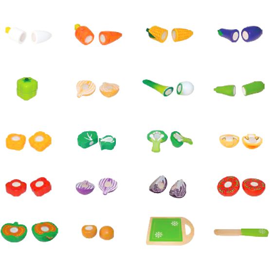 ECOTOYS fa vágásra szánt fa zöldség gyerekeknek, 20 darab