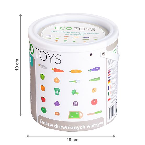 ECOTOYS fa vágásra szánt fa zöldség gyerekeknek, 20 darab