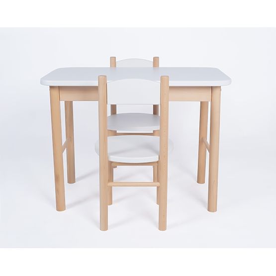 Egyszerű asztal és szék szett - fehér