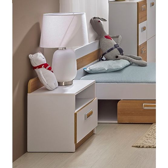 Éjjeliszekrény L12 - fehér / tölgyfa