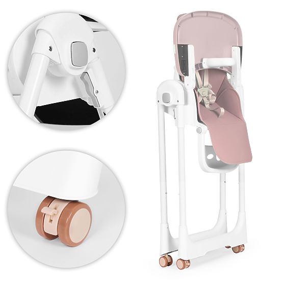 Etetőszék, állítható magasság, öko bőr, övek, dupla tálca ECOTOYS