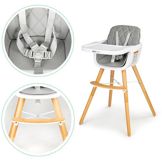 Étkező szék Olivia 2in1 - szürke