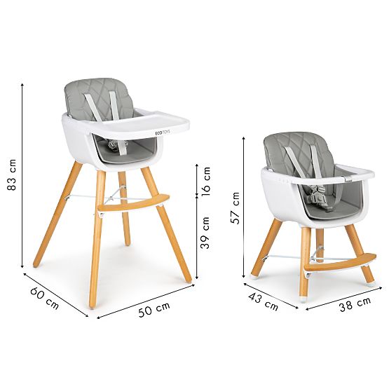 Étkező szék Olivia 2in1 - szürke