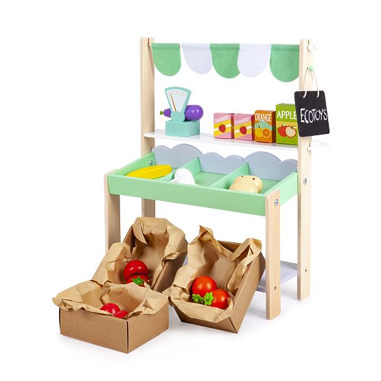 Fa eladó állvány zöldségekkel