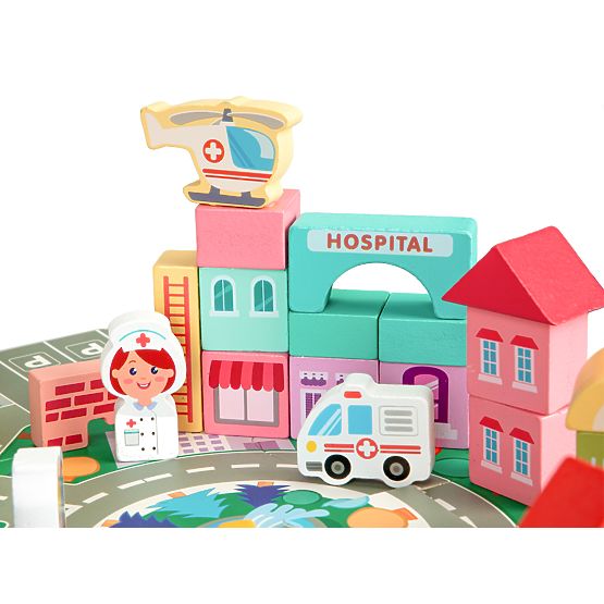 Fa építő város szőnyeg 121 darab ECOTOYS