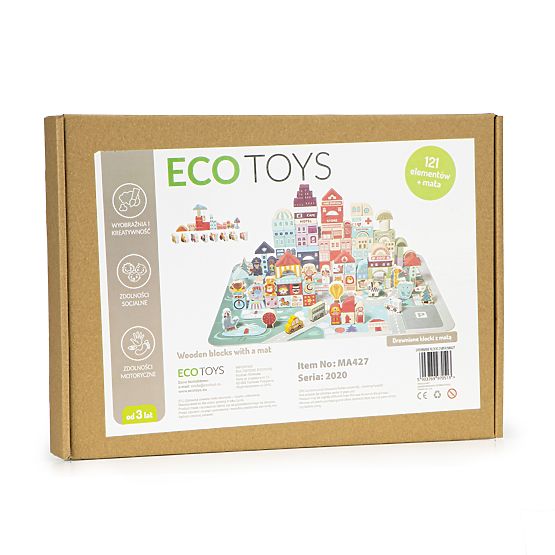 Fa építő város szőnyeg 121 darab ECOTOYS