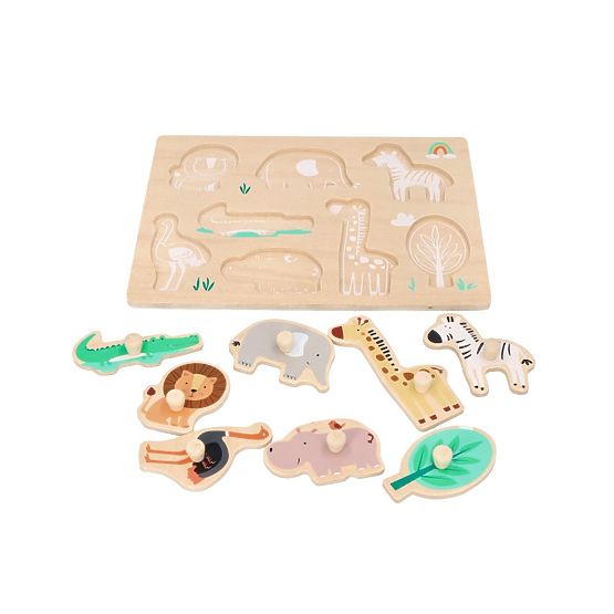 Fa fogantyús puzzle Safari