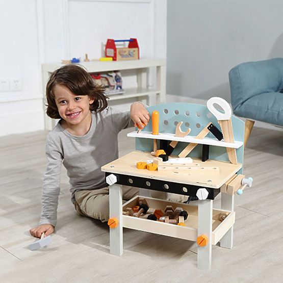Fa gyerek műhely, munkapad szerszámokkal, 38 elemes ECOTOYS