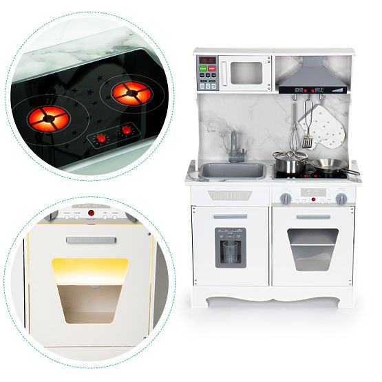 Fa gyermek konyha hangokkal és LED-del + tartozékok ECOTOYS