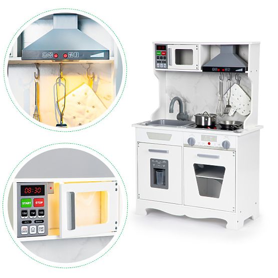 Fa gyermek konyha hangokkal és LED-del + tartozékok ECOTOYS