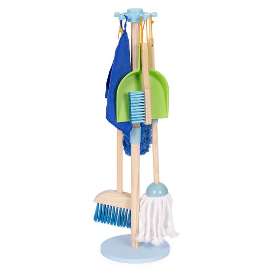 Fa gyermek takarítókészlet mop seprűvel és lapáttal, 7 elemes ECOTOYS