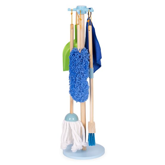 Fa gyermek takarítókészlet mop seprűvel és lapáttal, 7 elemes ECOTOYS