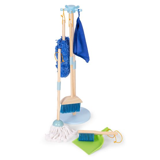 Fa gyermek takarítókészlet mop seprűvel és lapáttal, 7 elemes ECOTOYS