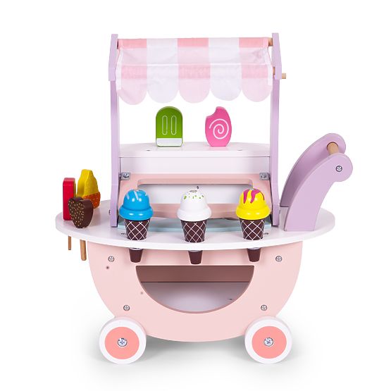 Fa játékkocsi gyerekeknek fagylaltozó 12 elemmel ECOTOYS