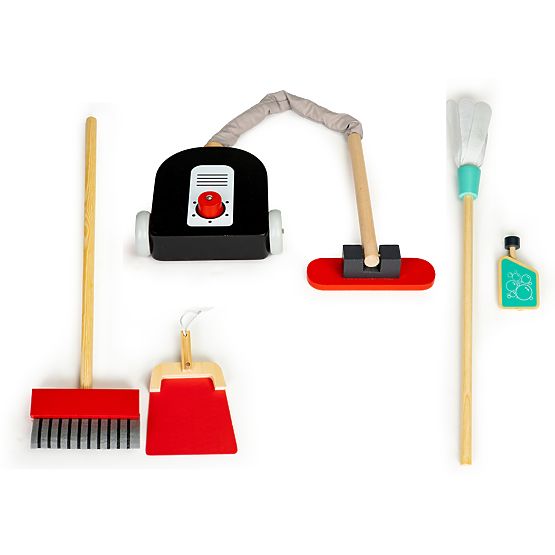 Fa játéktakarító készlet XXL kocsival és porszívóval ECOTOYS