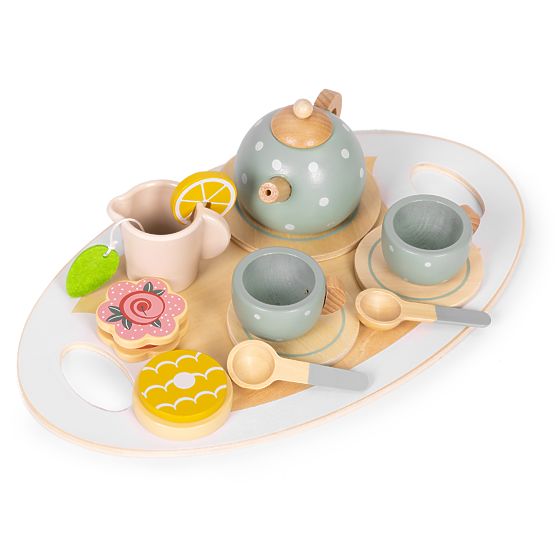 Fa játéktea készlet teáskanna csészékkel, 14 darabos ECOTOYS