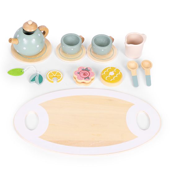 Fa játéktea készlet teáskanna csészékkel, 14 darabos ECOTOYS