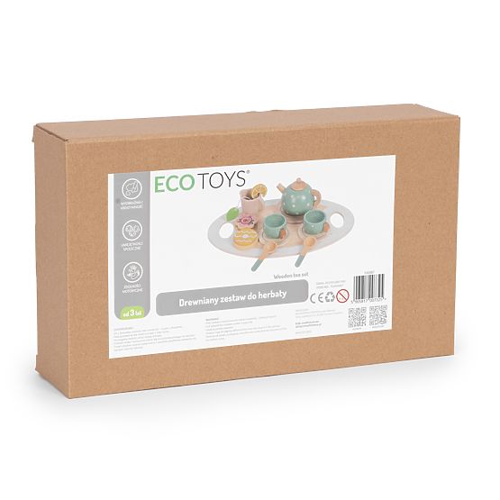Fa játéktea készlet teáskanna csészékkel, 14 darabos ECOTOYS