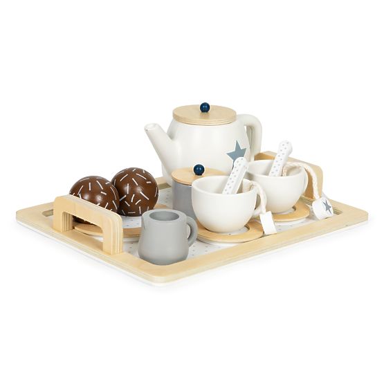 Fa játéktea készlet teáskanna csészékkel, 17 darabos ECOTOYS