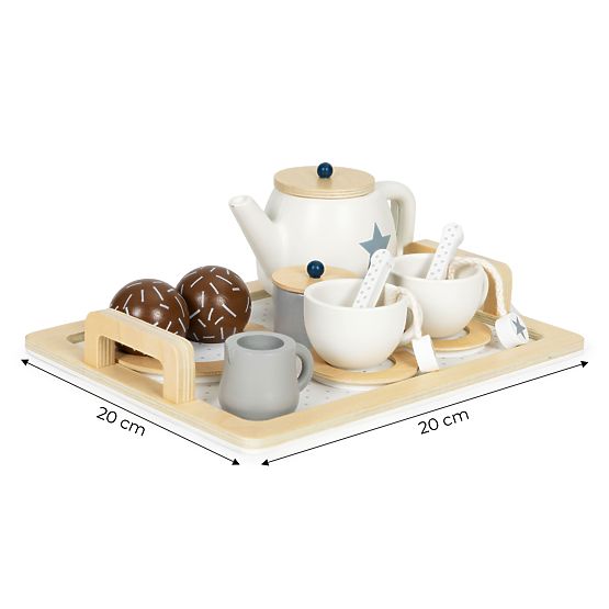 Fa játéktea készlet teáskanna csészékkel, 17 darabos ECOTOYS