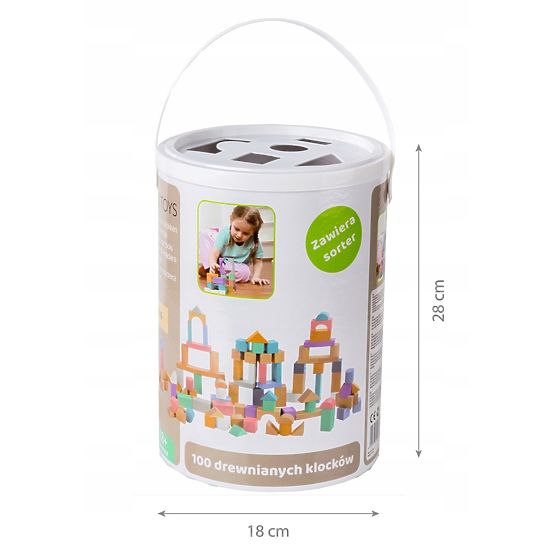 Fa kockák dobozban - 100 db