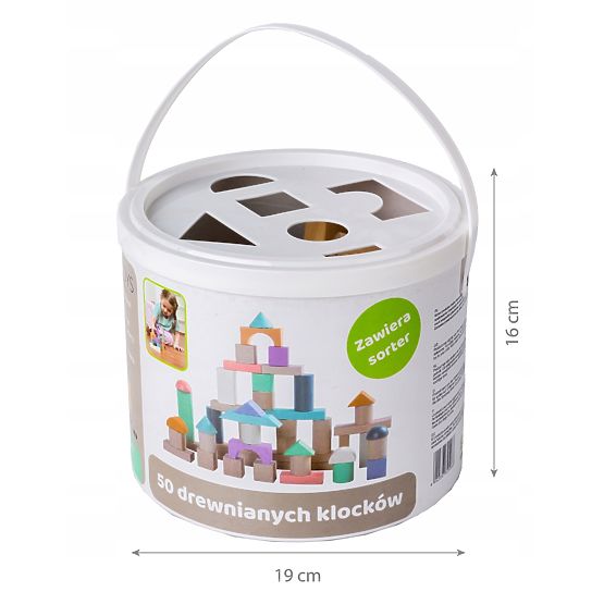 Fa kockák dobozban - 50 db