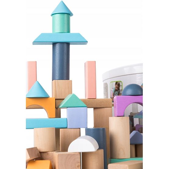 Fa kockák dobozban - 50 db