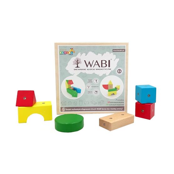 Fa-mágneses WABI kockák, 20 elem