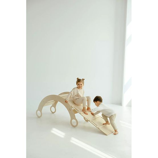 Fa Montessori fa hinta csúszdával/létrával L - természetes