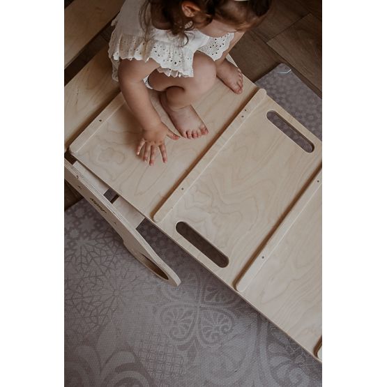 Fa Montessori fa hinta csúszdával/mászófallal L - természetes