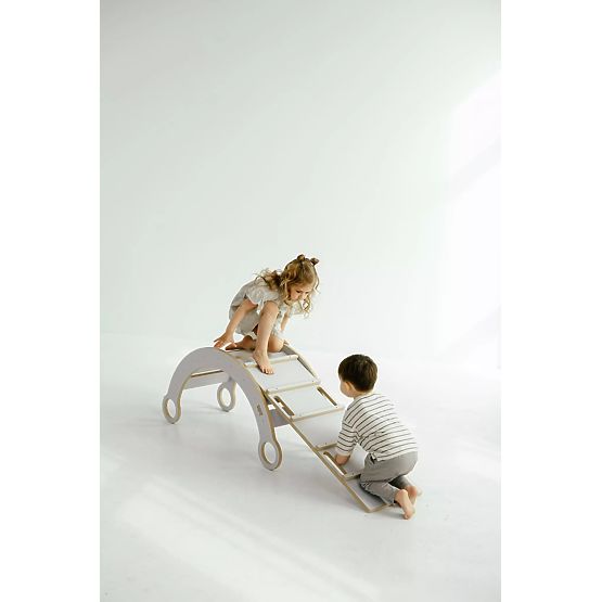 Fa Montessori fa hintaszék csúszdával/létrával M - fehér