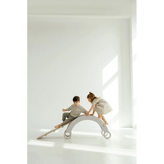 Fa Montessori fa hintaszék csúszdával/létrával M - fehér