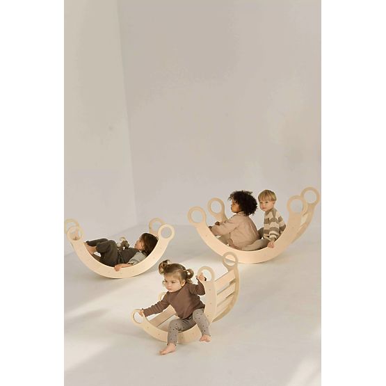 Fa Montessori fa hintaszék csúszdával/létrával M - természetes