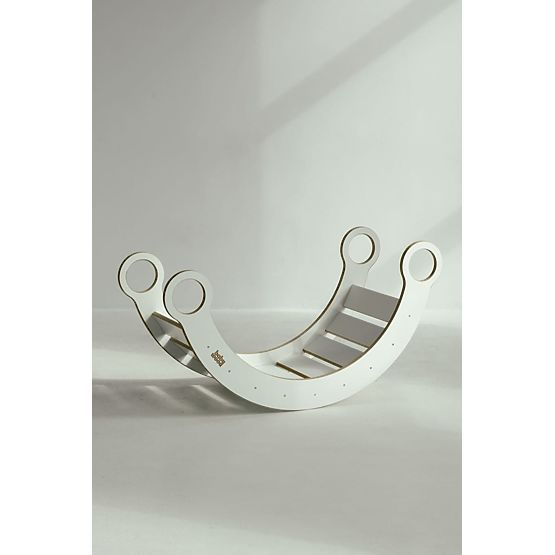 Fa Montessori fa hintaszék csúszdával/mászófallal L - fehér