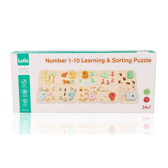 Fa puzzle állatokkal - Montessori számok tanulása