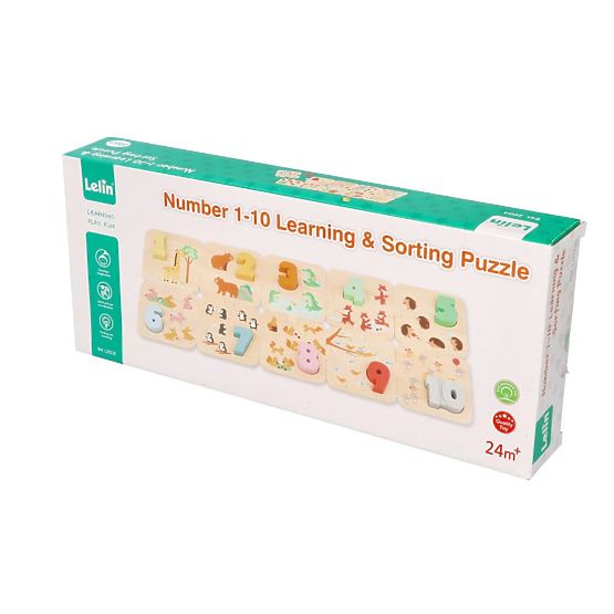 Fa puzzle állatokkal - Montessori számok tanulása