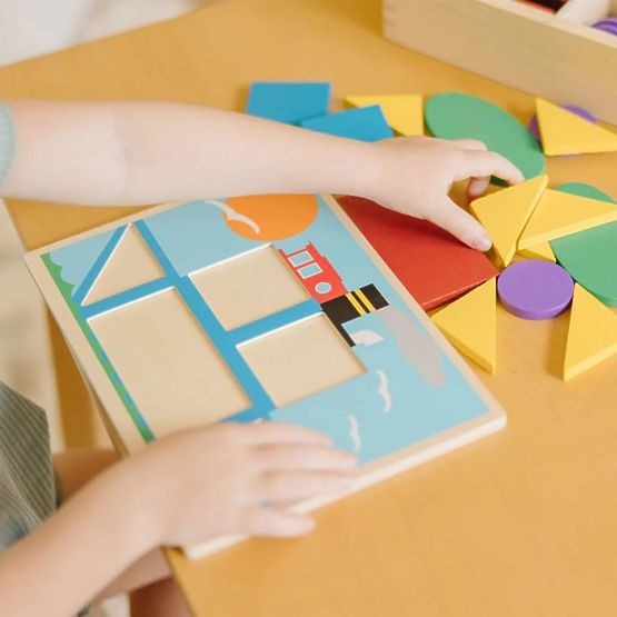 Fa puzzle - mozaik - színek és formák
