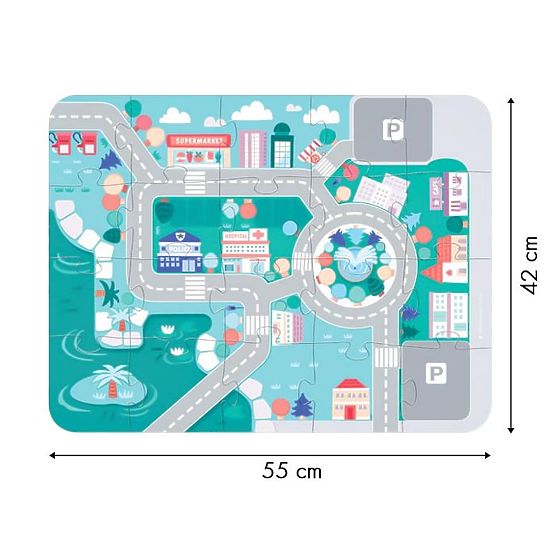 Fa városi oktatókockák alátéttel 115 db ECOTOYS