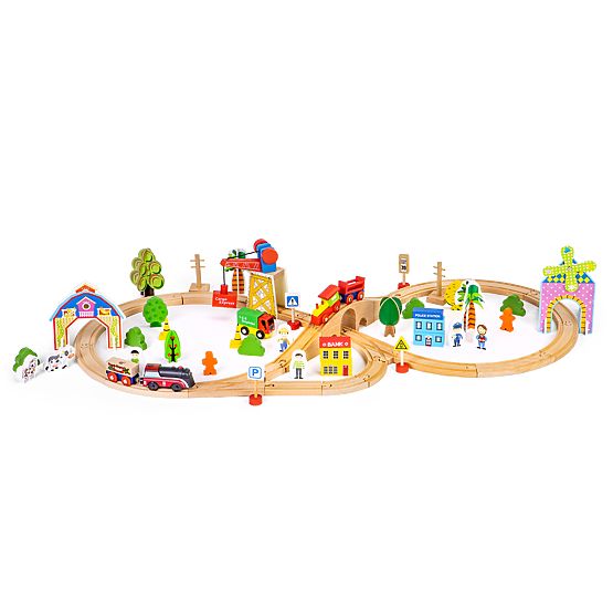 Fa vonat 74 darab ECOTOYS