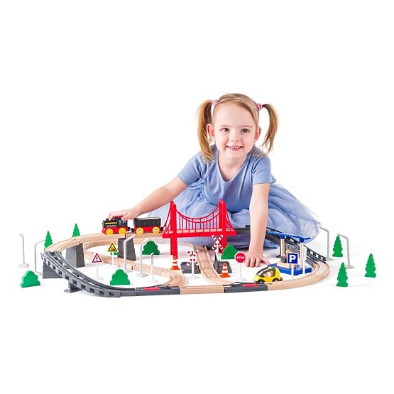 Fa vonatkészlet elemes mozdonnyal, 80 darab