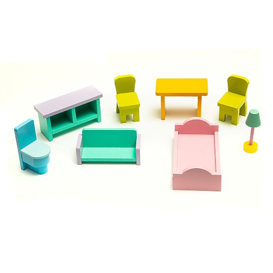 Fából készült babaház Melissa lifttel