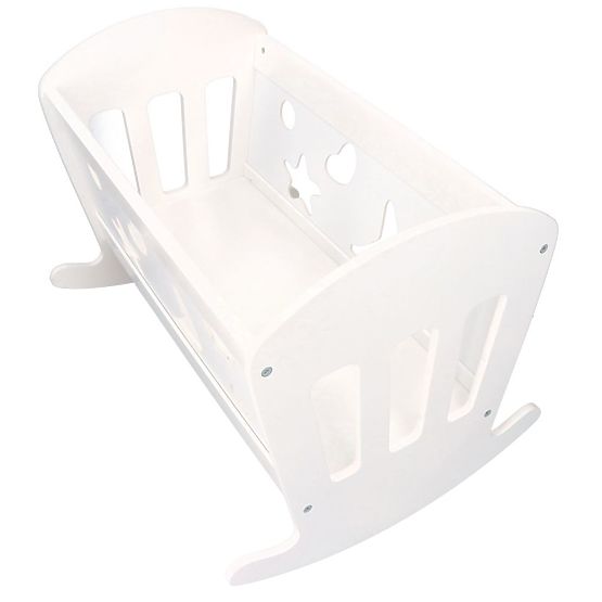 Fából készült bölcső paplanos babák számára